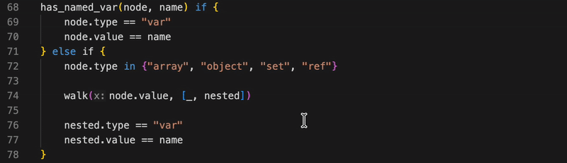 Animation showing highlighting of values in a function